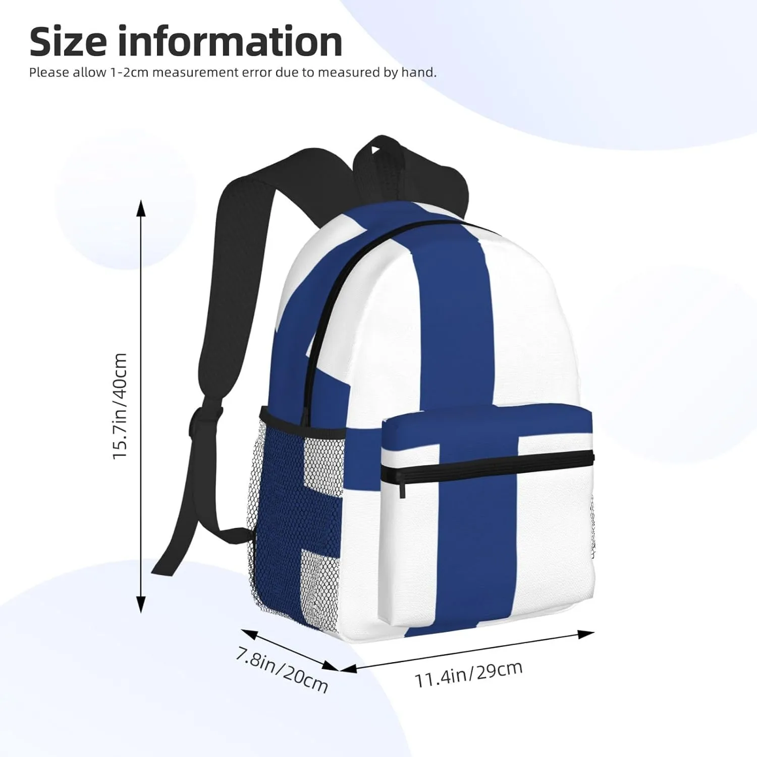 Finnish Flag Men Women Office Laptop Backpack,Work Bag 15.7 Inch Business Travel Bags Large Capacity