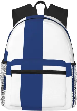 Finnish Flag Men Women Office Laptop Backpack,Work Bag 15.7 Inch Business Travel Bags Large Capacity