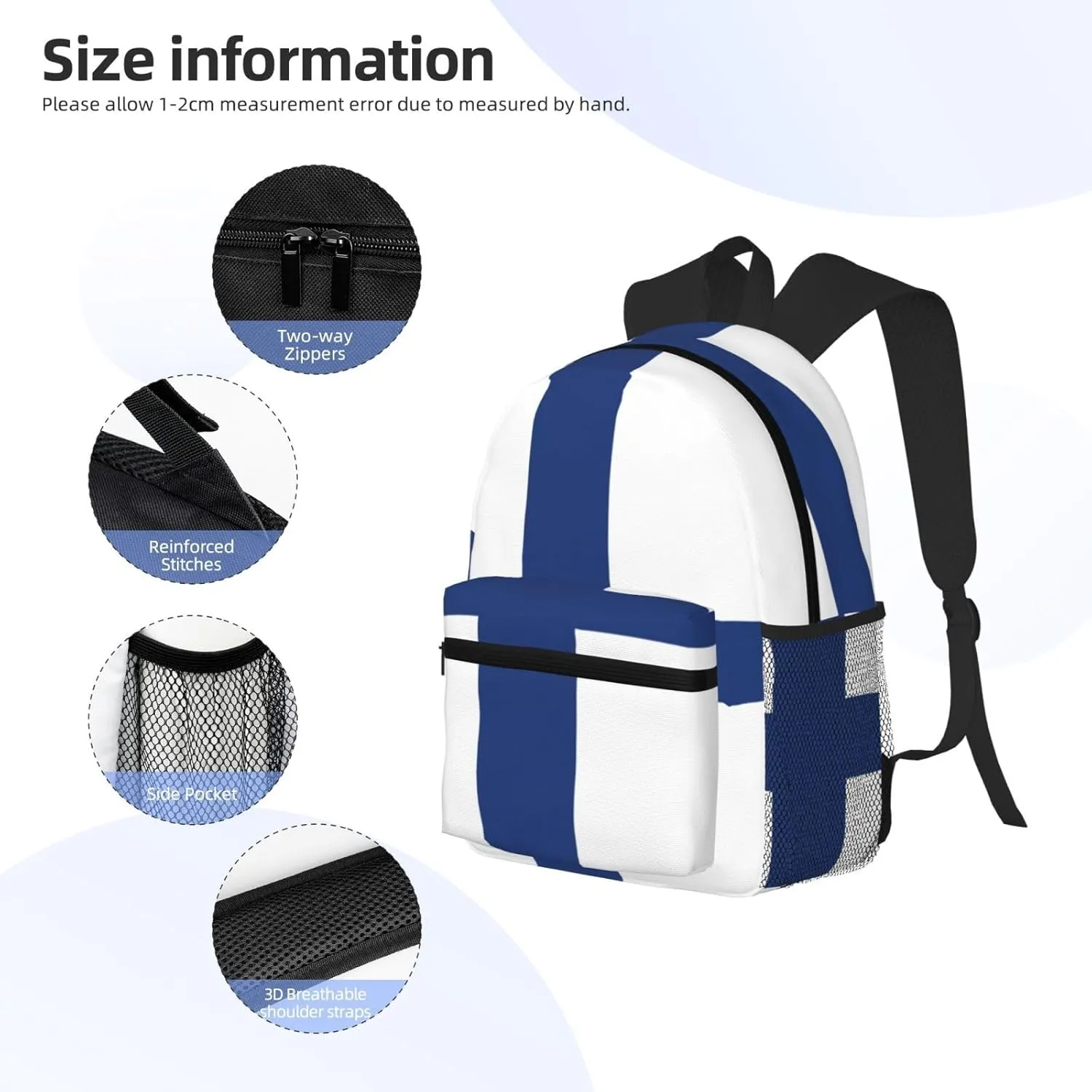 Finnish Flag Men Women Office Laptop Backpack,Work Bag 15.7 Inch Business Travel Bags Large Capacity