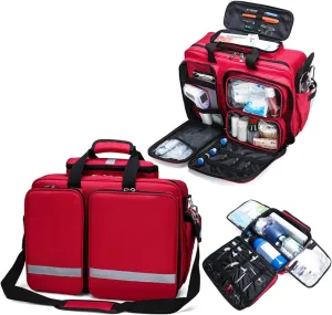 First Aid Backpack, Portable Emergency Medical Kit, Large-Capacity Red Rescue Kit, Outdoor Waterproof Multi-Function Medical Kit(Wood)
