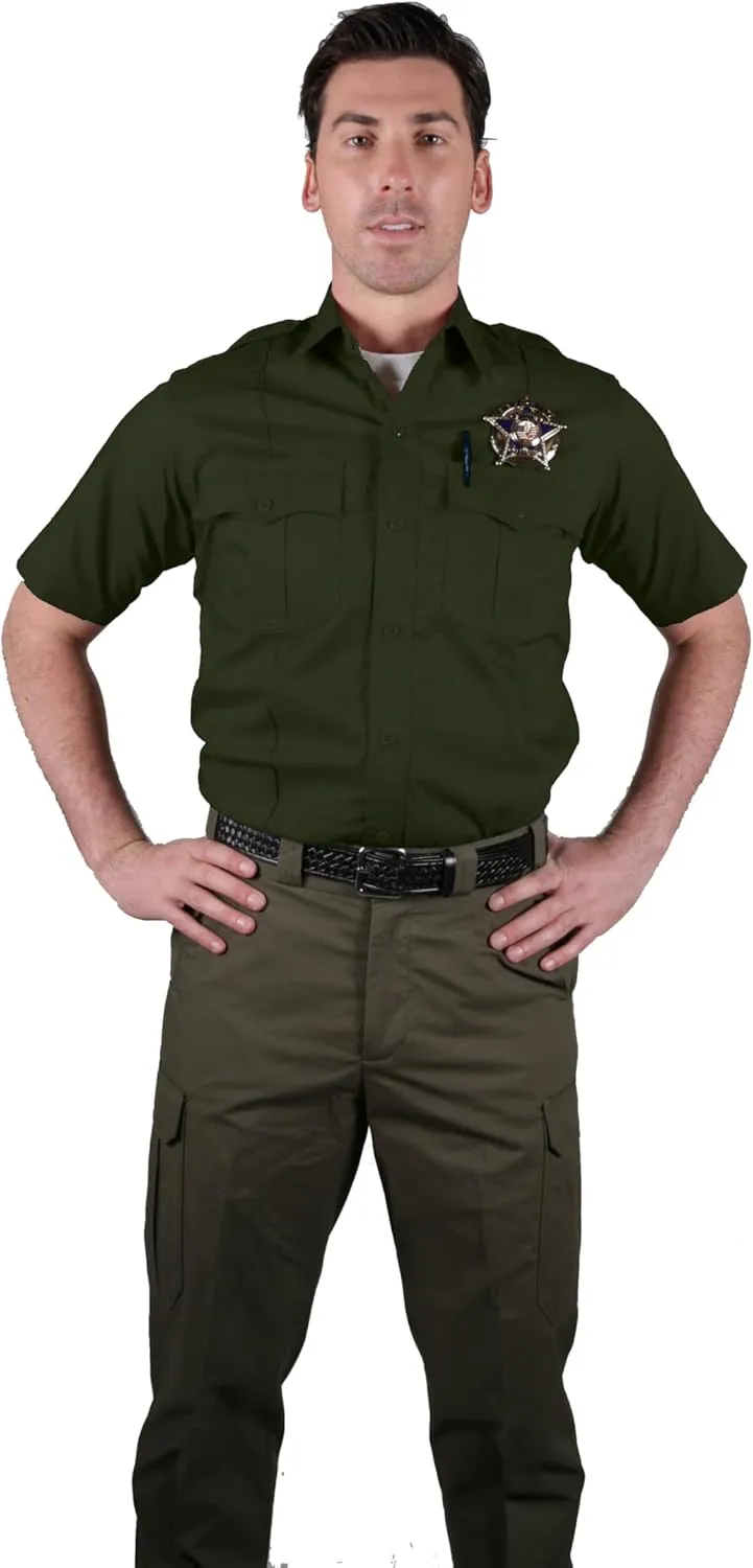 First Class Men's Poly Rayon Short Sleeve Uniform Shirts - Tactical Combat Work Utility and Safety Security Shirt