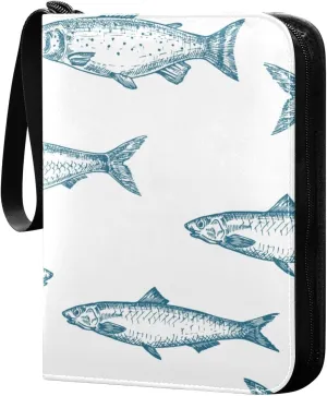 Fish Card Collector Holder for Collectible Boys Girls Game Sports Cards MTG TCG, 4 Pockets Trading Card Folder Zip Card Binder, FYGJRFTJ6958