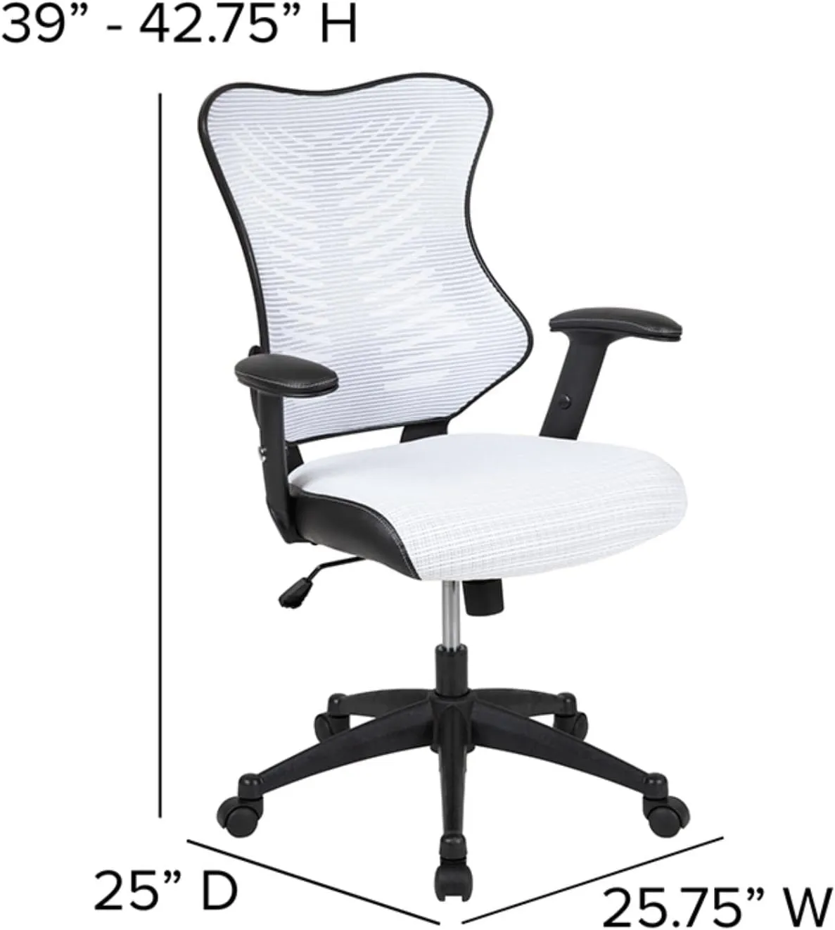 Flash Furniture Kale High Back Designer White Mesh Executive Swivel Ergonomic Office Chair with Adjustable Arms