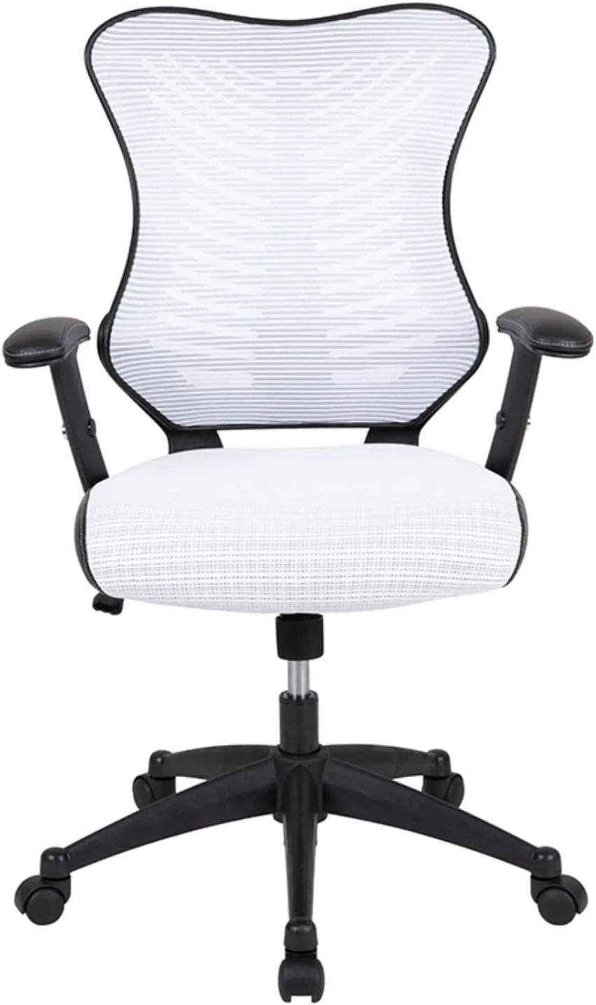 Flash Furniture Kale High Back Designer White Mesh Executive Swivel Ergonomic Office Chair with Adjustable Arms