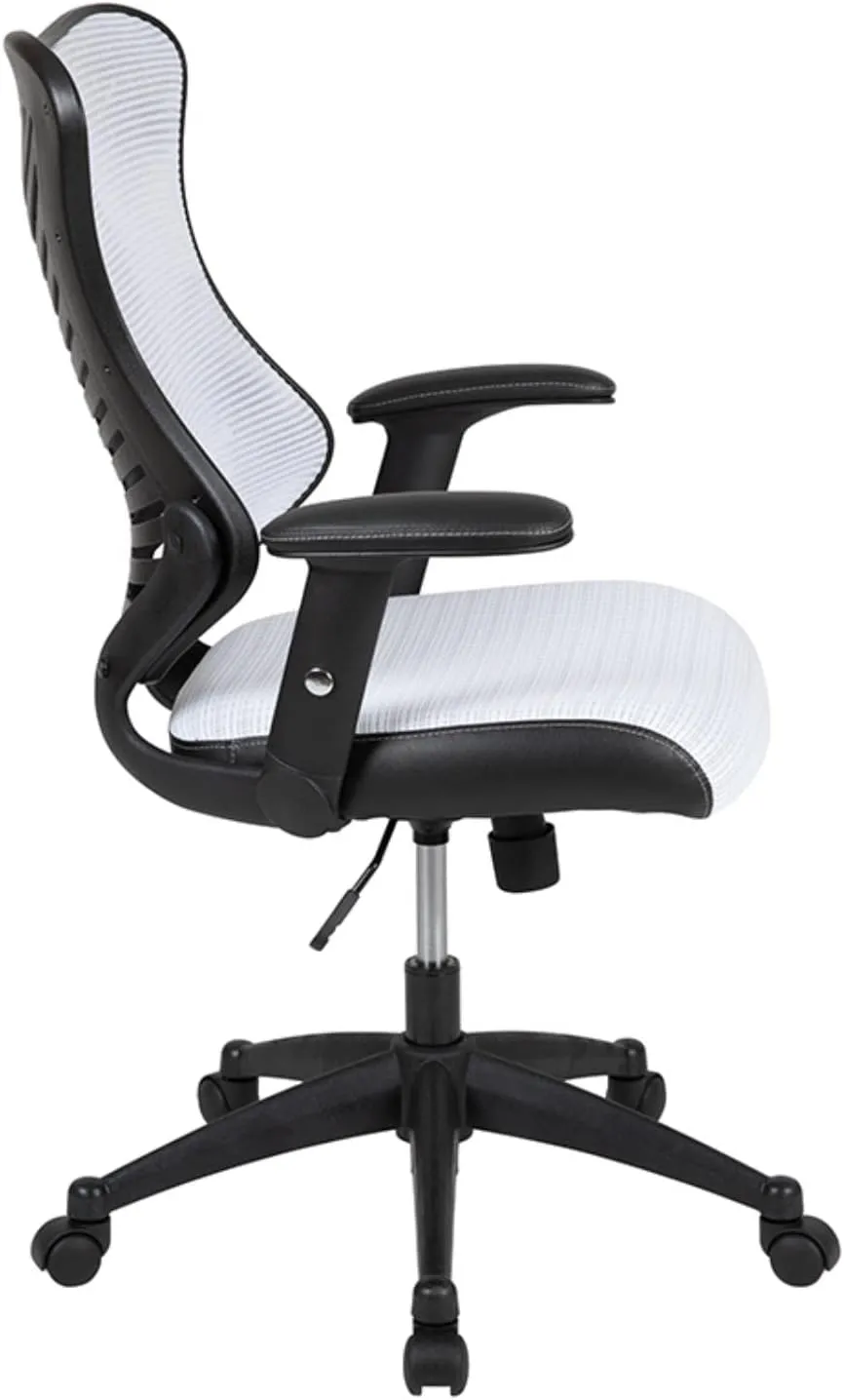Flash Furniture Kale High Back Designer White Mesh Executive Swivel Ergonomic Office Chair with Adjustable Arms