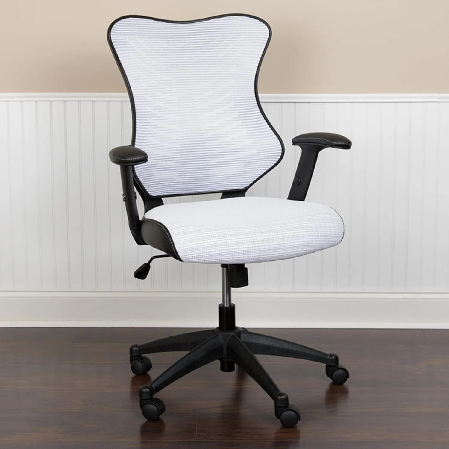 Flash Furniture Kale High Back Designer White Mesh Executive Swivel Ergonomic Office Chair with Adjustable Arms
