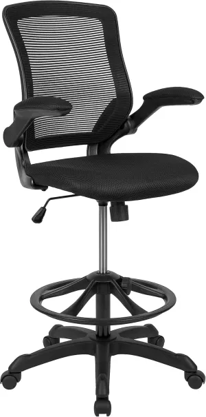Flash Furniture Kale Mid-Back Swivel Office Chair with Adjustable Foot Ring, Lumbar Support, and Seat Height, Ergonomic Mesh Executive Chair, Black