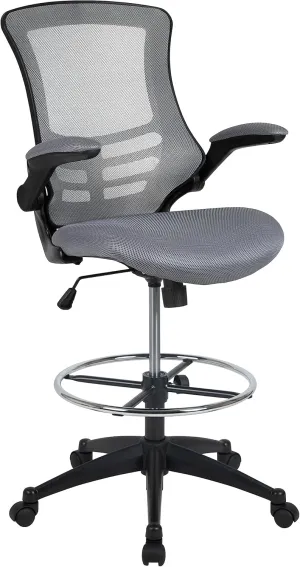 Flash Furniture Kelista Mid-Back Swivel Office Chair with Adjustable Seat Height, Ergonomic Mesh Desk Chair with Flip-Up Armrests, Dark Gray