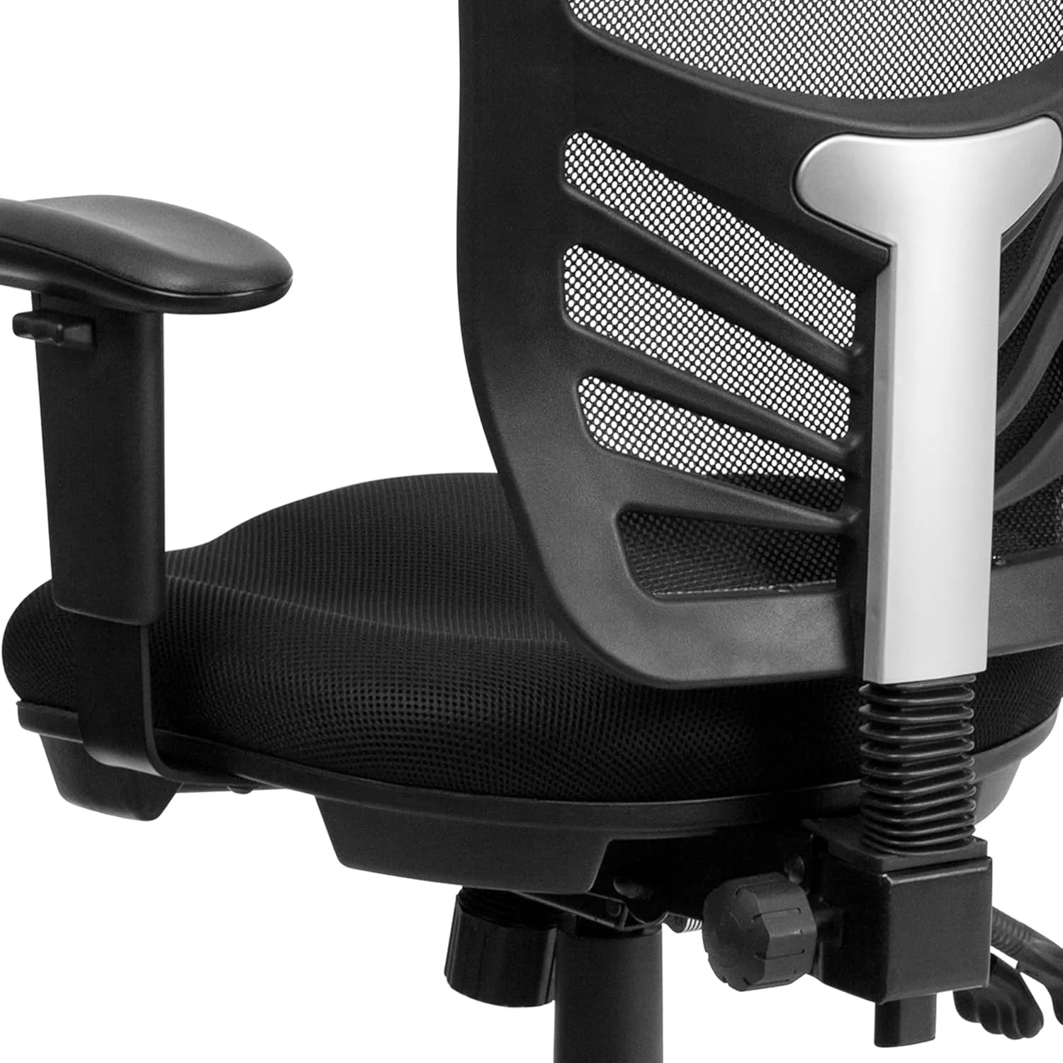 Flash Furniture Nicholas Mid-Back Swivel Office and Gaming Chair, Ergonomic Mesh Office Chair with Adjustable Lumbar Support and Height, Black