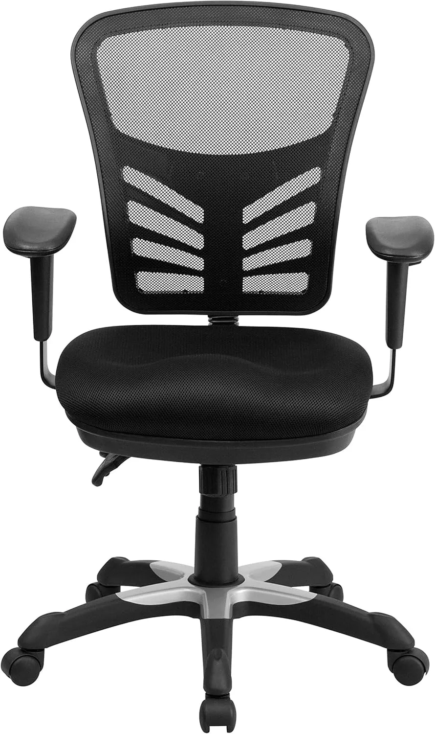 Flash Furniture Nicholas Mid-Back Swivel Office and Gaming Chair, Ergonomic Mesh Office Chair with Adjustable Lumbar Support and Height, Black