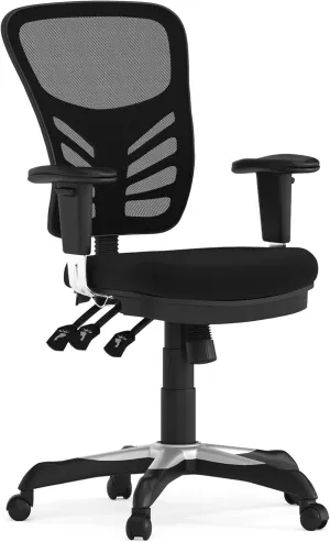Flash Furniture Nicholas Mid-Back Swivel Office and Gaming Chair, Ergonomic Mesh Office Chair with Adjustable Lumbar Support and Height, Black