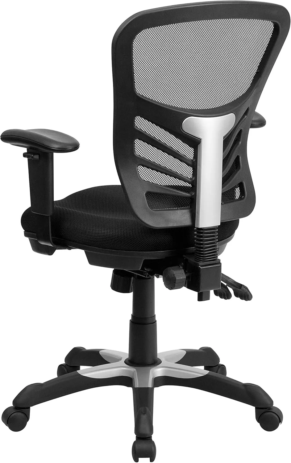 Flash Furniture Nicholas Mid-Back Swivel Office and Gaming Chair, Ergonomic Mesh Office Chair with Adjustable Lumbar Support and Height, Black