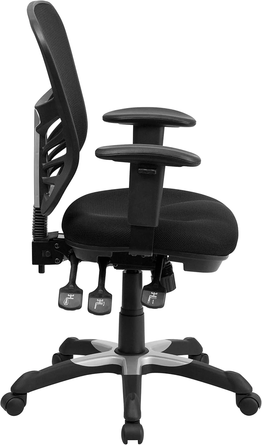 Flash Furniture Nicholas Mid-Back Swivel Office and Gaming Chair, Ergonomic Mesh Office Chair with Adjustable Lumbar Support and Height, Black