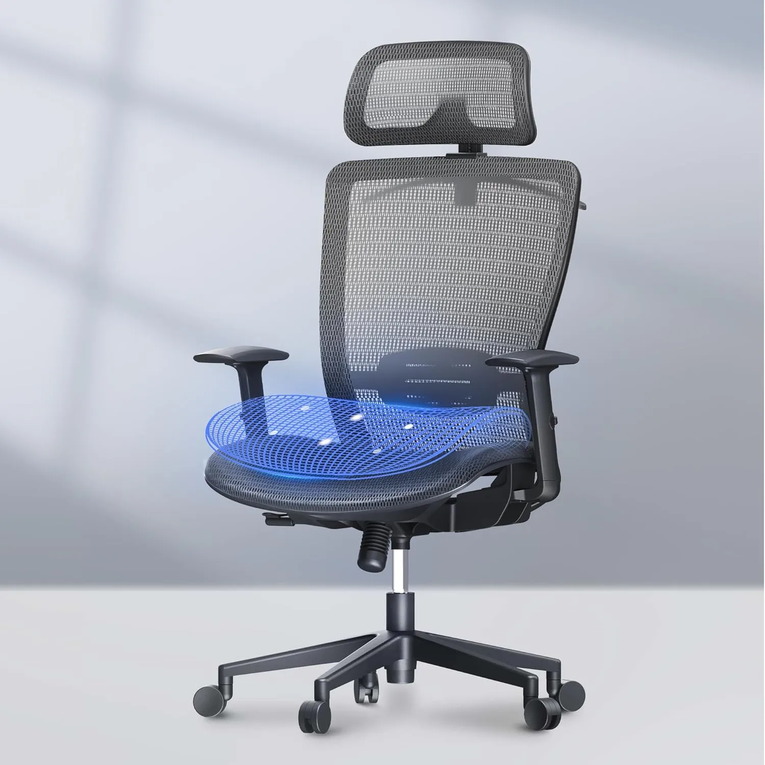 FLEXISPOT Ergonomic Office Chair, High Back Mesh Swivel Computer Chair, Executive Office Desk Chairs, with Adjustable Lumbar Support/2D Headrest/Lockable Backrest, OC3 Mesh Seat, Gray