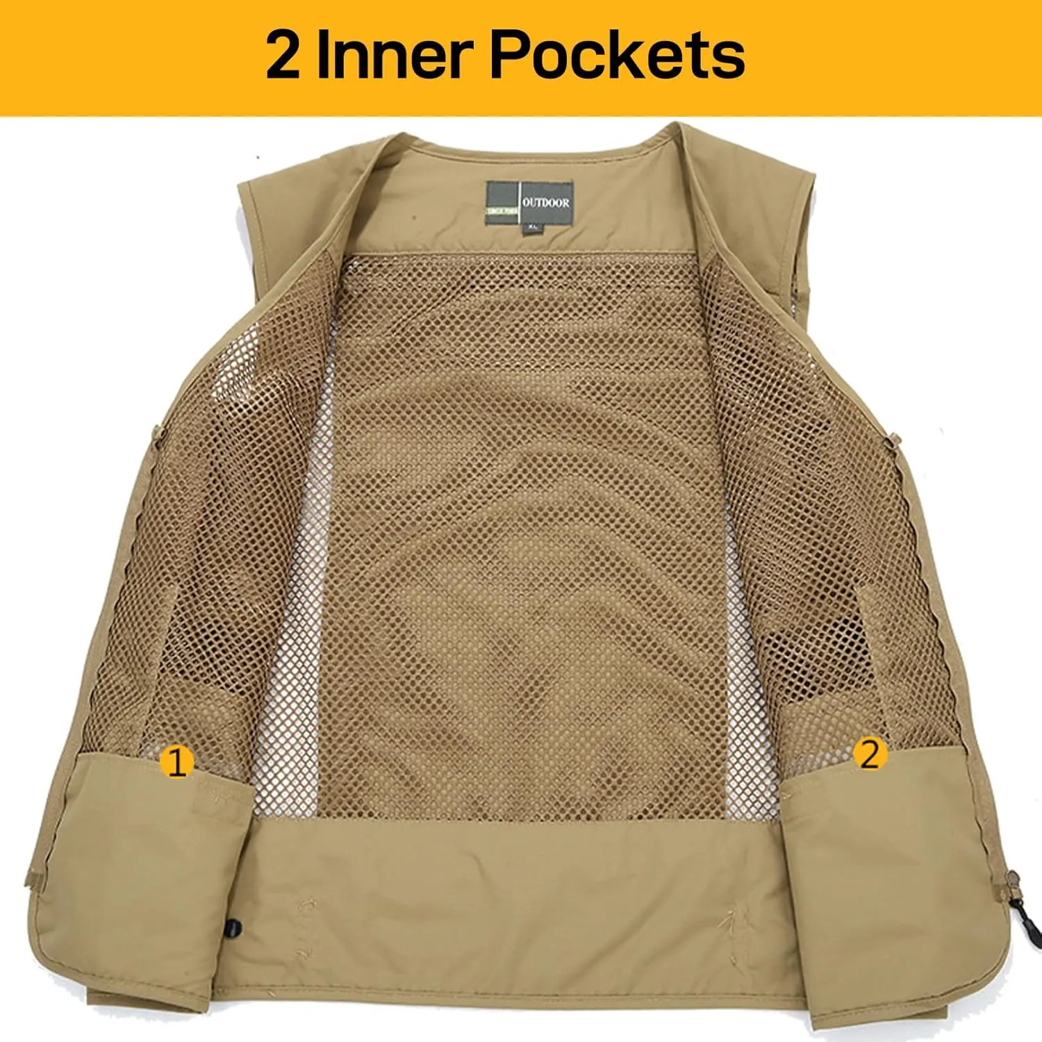 Flygo Men's Utility Cargo Vest Outdoor Fishing Safari Travel Work Photo Vest with Pockets