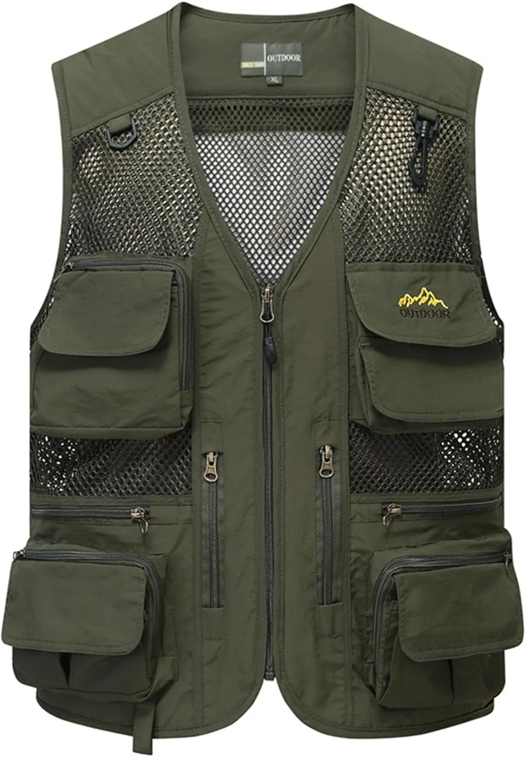 Flygo Men's Utility Cargo Vest Outdoor Fishing Safari Travel Work Photo Vest with Pockets