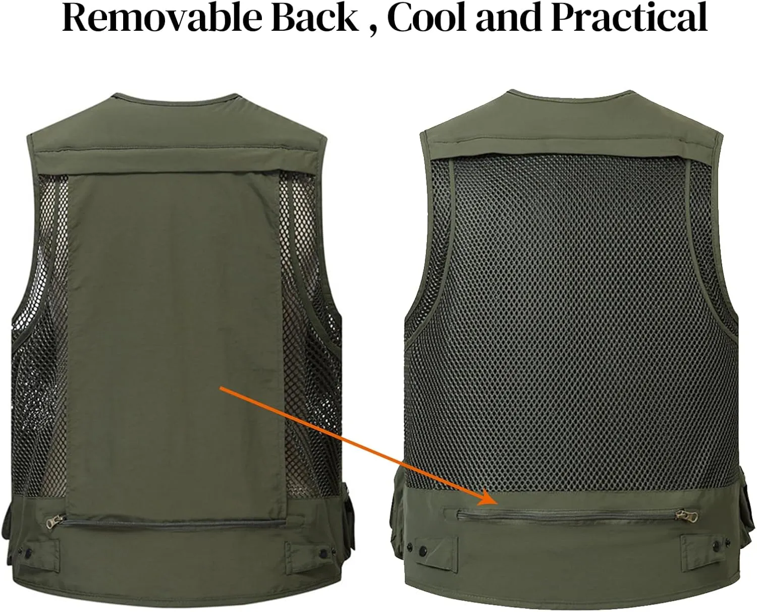 Flygo Men's Utility Cargo Vest Outdoor Fishing Safari Travel Work Photo Vest with Pockets