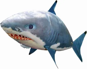 Flying Shark Toy, Remote Control Flying Shark Inflated Rc Inflatable Balloon Toy Shark Clownfish Kids Gift(Blue Shark)