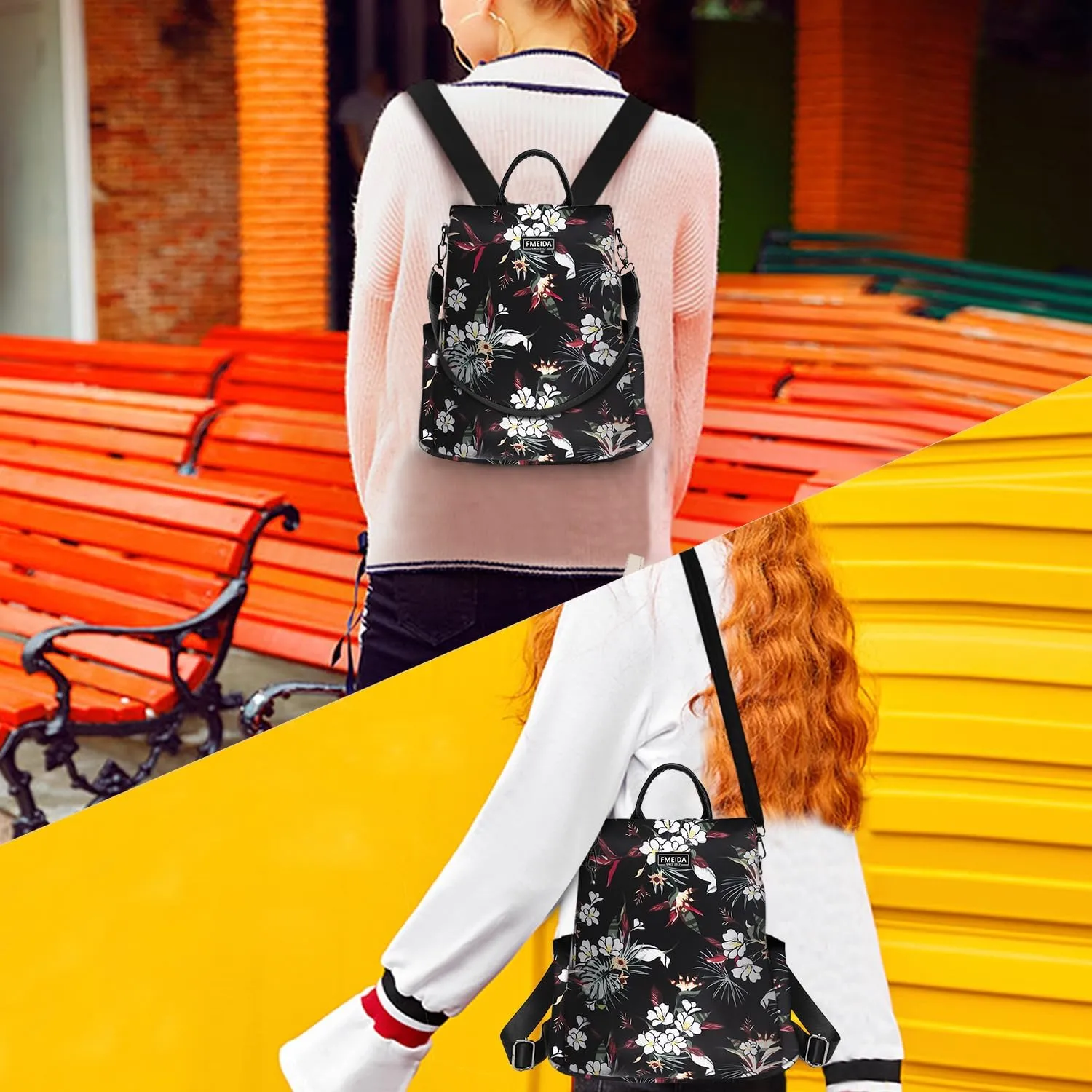 Fmeida Backpack Purses for Women Anti-Theft Travel Backpack Waterproof Daypack Fashionable Convertible Shoulder Bag for College Office Supplies