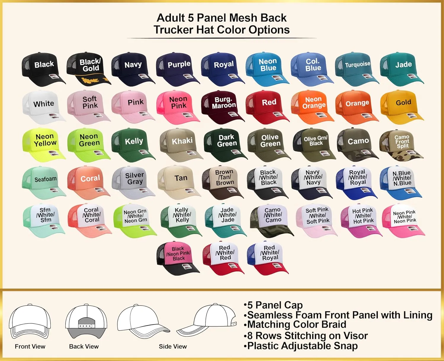 Foam Trucker Hat Puff Print Trucker Caps Graphic Puff Trucker Hat