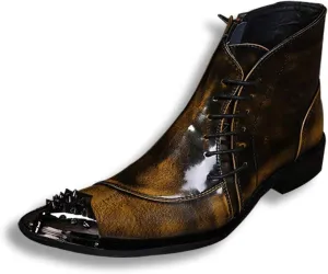 for Men Ankle Boots Zip Lace up Boots for Men Holiday Business Club Office for Show The First Layer of Cowhide Genuine Pure Leather