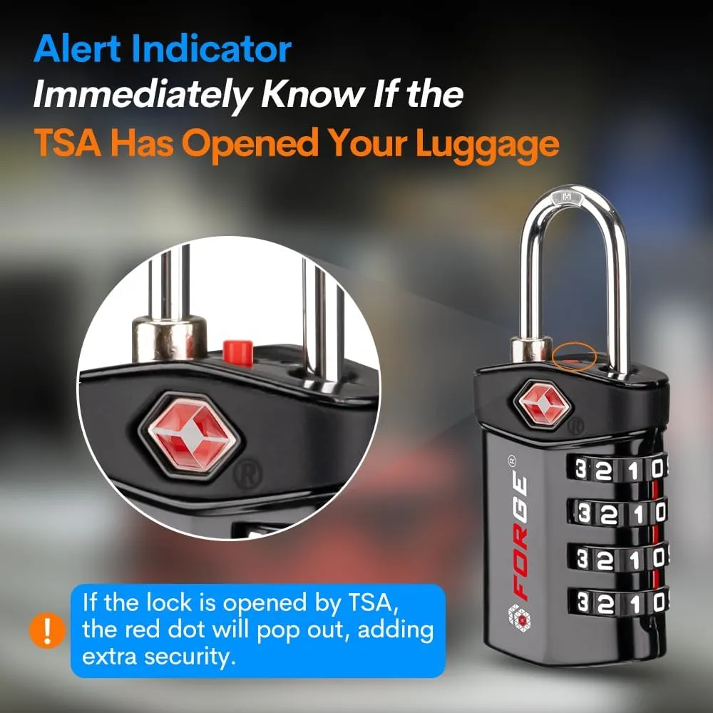 Forge 20 PK Forge 4-Digit Combination Lock, TSA Approved Locks for Luggage, Travel, Gym, School, Suitcase, Backpack, Pelican case, Easy Read dials, zinc Alloy Body.
