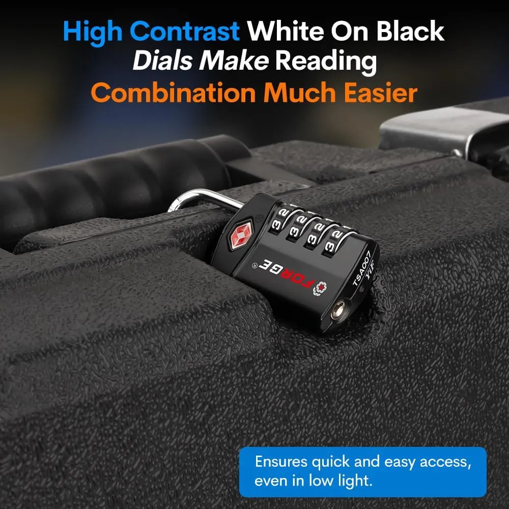 Forge 20 PK Forge 4-Digit Combination Lock, TSA Approved Locks for Luggage, Travel, Gym, School, Suitcase, Backpack, Pelican case, Easy Read dials, zinc Alloy Body.