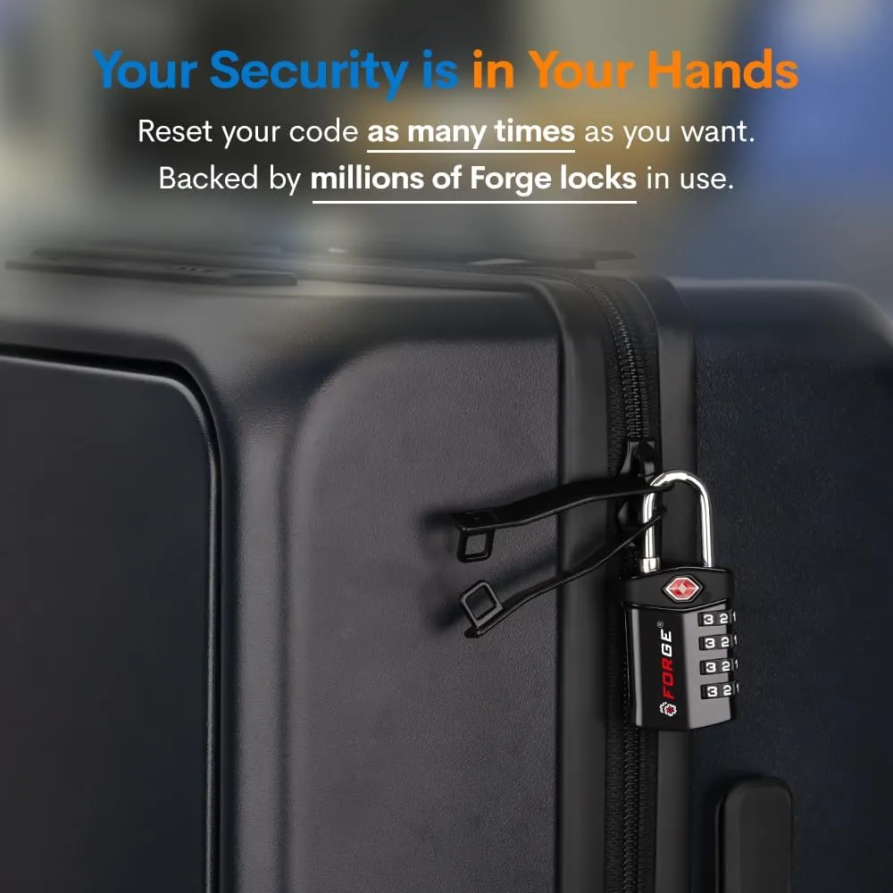 Forge 20 PK Forge 4-Digit Combination Lock, TSA Approved Locks for Luggage, Travel, Gym, School, Suitcase, Backpack, Pelican case, Easy Read dials, zinc Alloy Body.