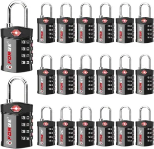 Forge 20 PK Forge 4-Digit Combination Lock, TSA Approved Locks for Luggage, Travel, Gym, School, Suitcase, Backpack, Pelican case, Easy Read dials, zinc Alloy Body.
