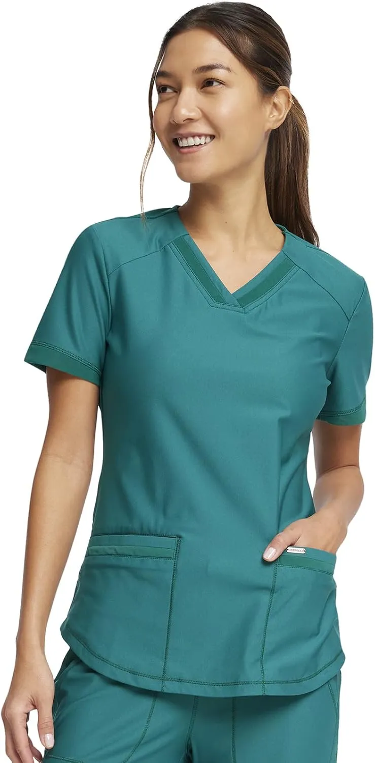 Form Scrubs for Women, Stretchy V-Neck Knit Scrub Top CK840