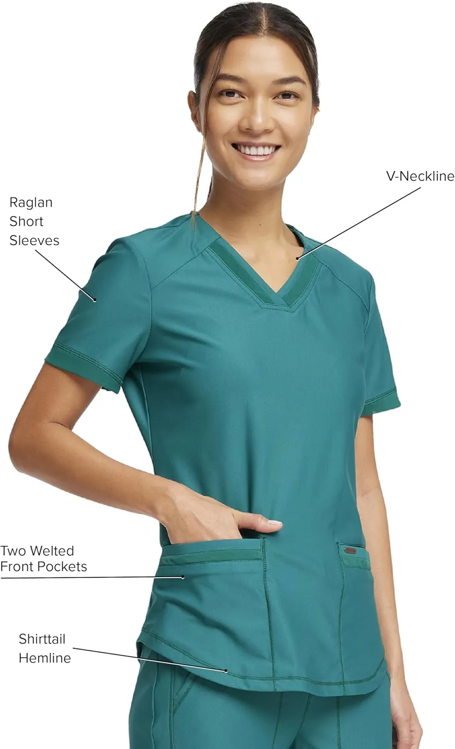 Form Scrubs for Women, Stretchy V-Neck Knit Scrub Top CK840