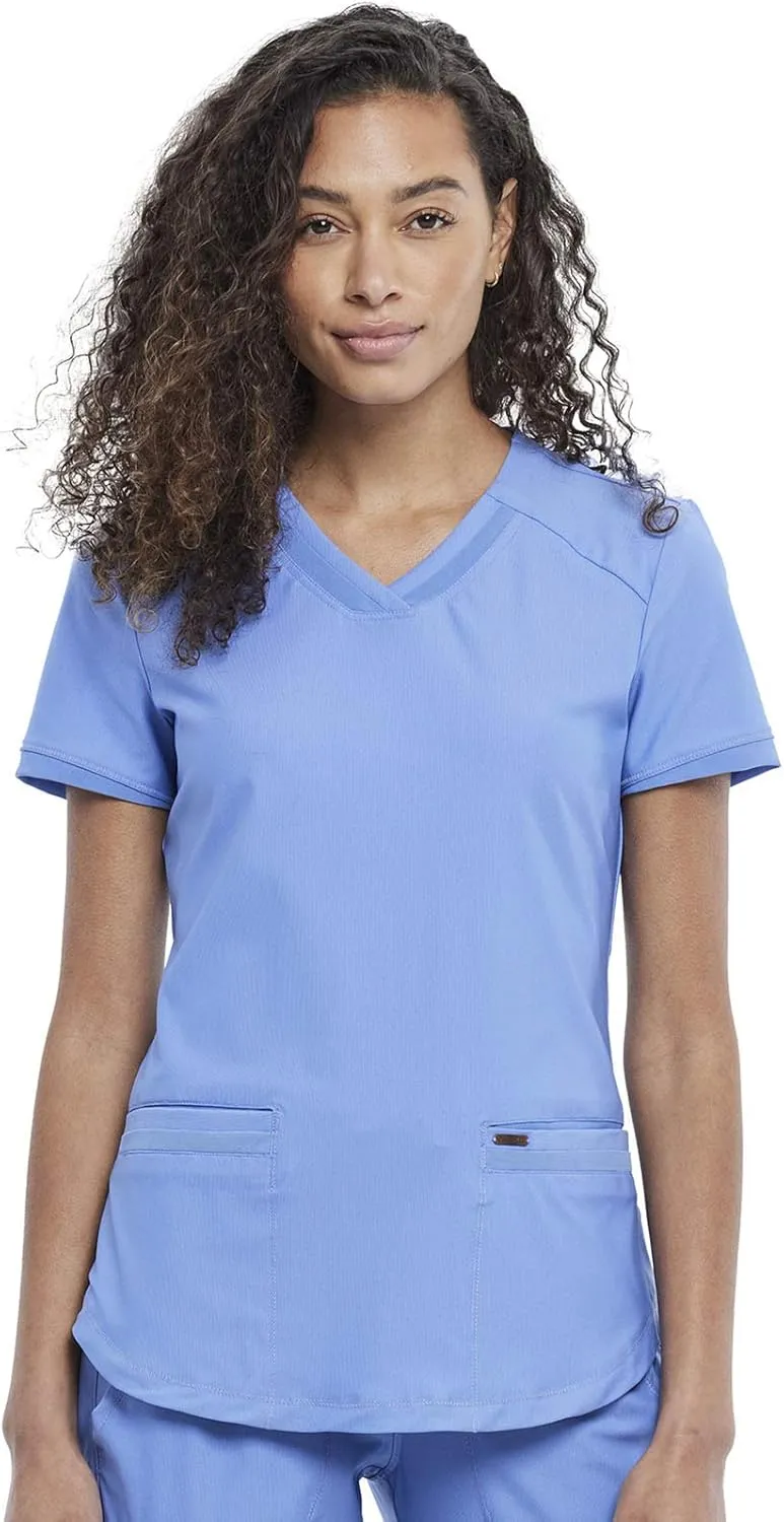 Form Scrubs for Women, Stretchy V-Neck Knit Scrub Top CK840