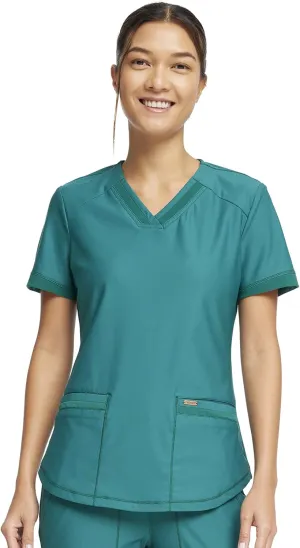 Form Scrubs for Women, Stretchy V-Neck Knit Scrub Top CK840