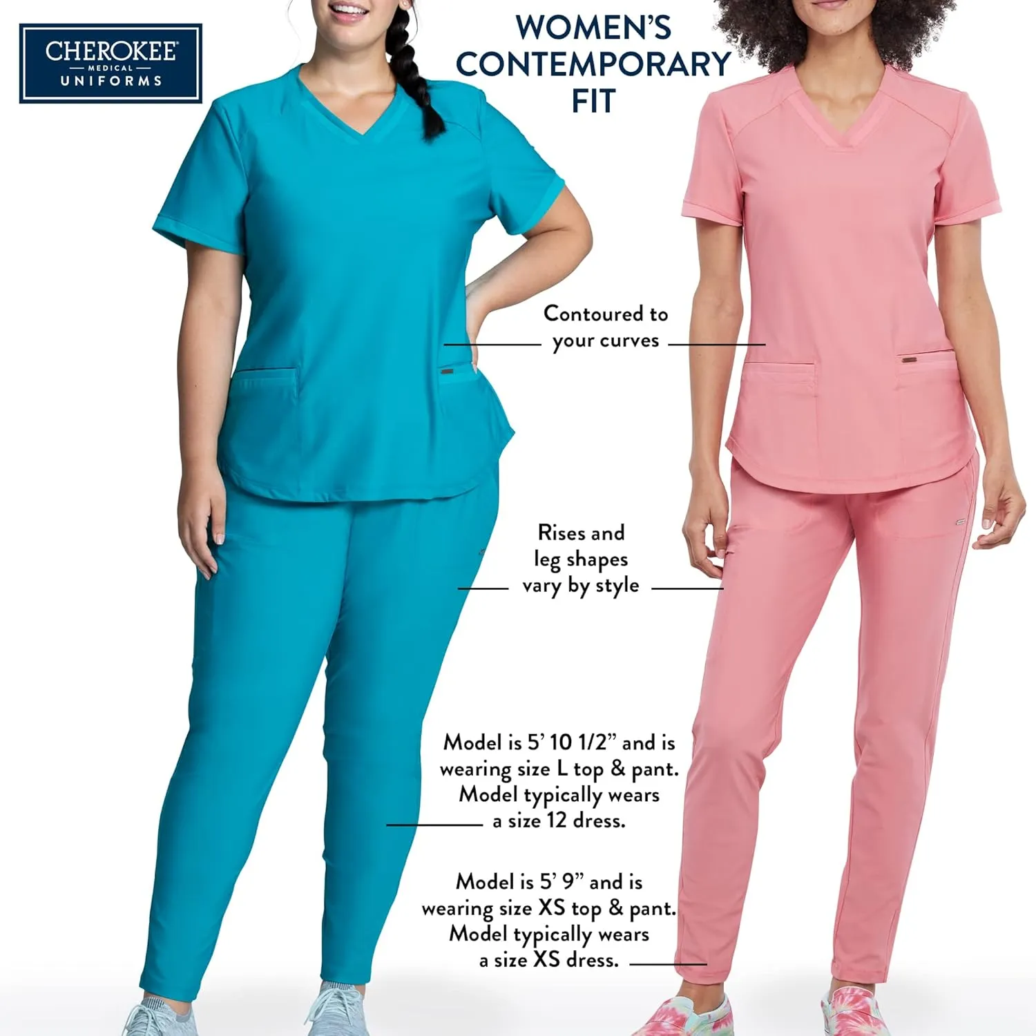 Form Scrubs for Women, Stretchy V-Neck Knit Scrub Top CK840