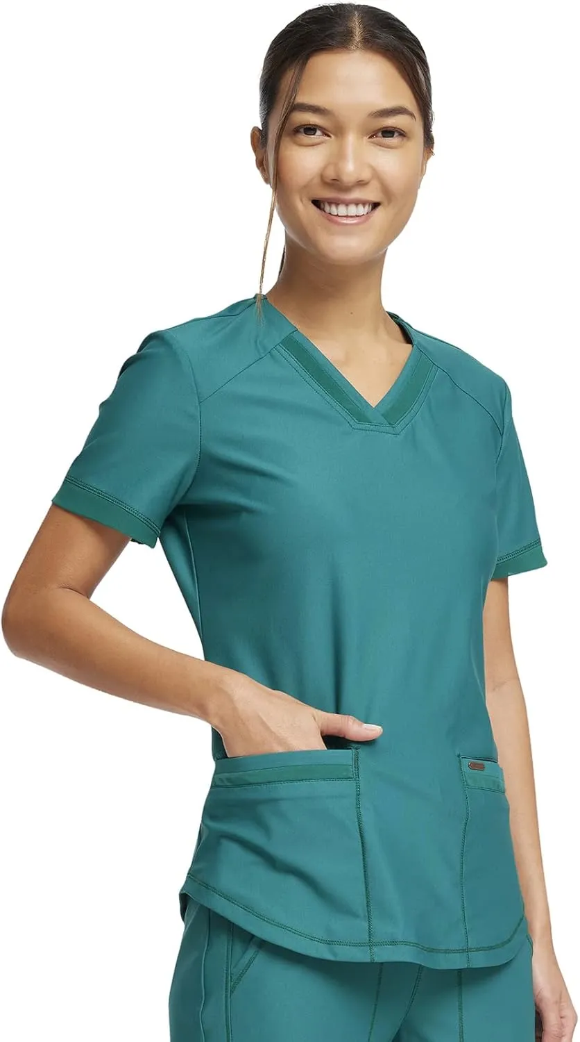 Form Scrubs for Women, Stretchy V-Neck Knit Scrub Top CK840