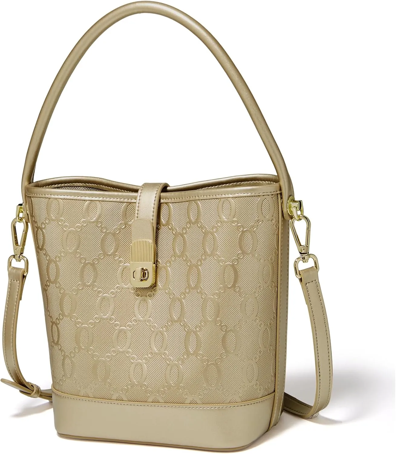 FOXLOVER Chain Pattern Crossbody Handbags Top-Handle Bags Satchels Purse 2WAY Zipper Twist Lock Closure