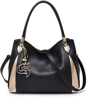 FOXLOVER Leather Handbags for Women, Genuine Leather Lady Top-handle Totes Women's Fashion Crossbody Bags Carryall Purses