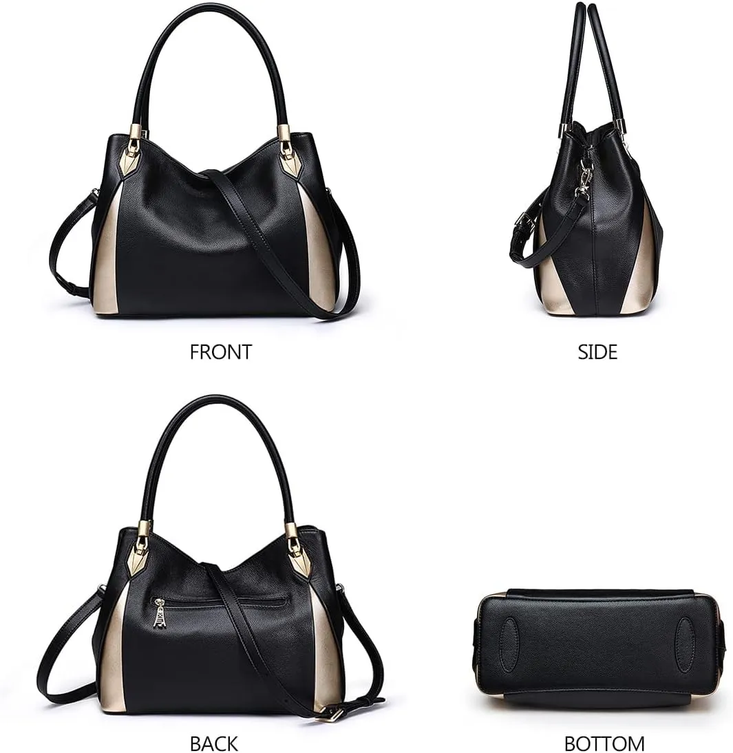 FOXLOVER Leather Handbags for Women, Genuine Leather Lady Top-handle Totes Women's Fashion Crossbody Bags Carryall Purses