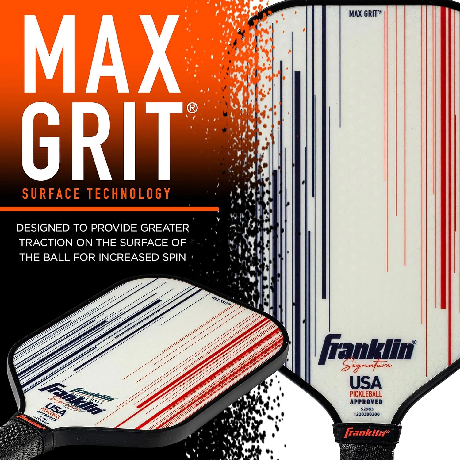 Franklin Sports Pro Pickleball Paddles - Signature Series Pro Pickleball Paddle with MaxGrit Surface - USA Pickleball (USAPA) Approved Tournament Pickleball Paddles - 13mm   16mm Polypropylene Cores