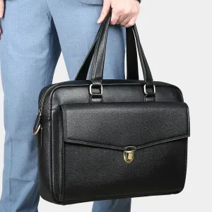 French Genuine Leather Conference Briefcase Men's Business Handbag Computer Bag ffor Commuting Travel Business