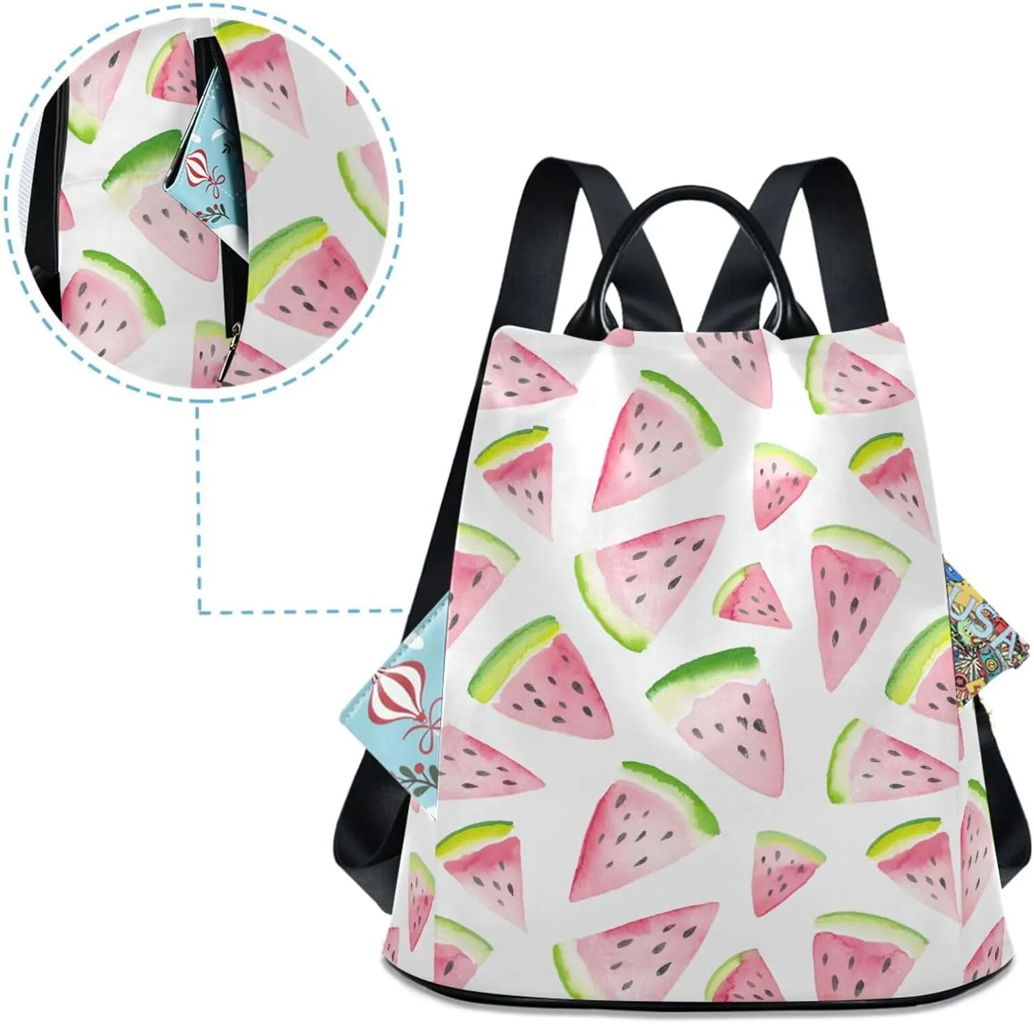 Fruit Print Anti-theft Backpack Handbags for Women Travel Rucksack Lightweight Shoulder Bags for Outing Shopping Going Out Backpack Pattern 2
