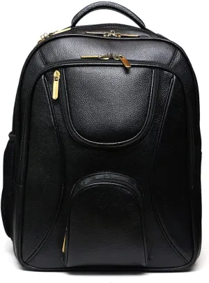 Full Grain Leather Backpack For Men & Women 16 Inch Laptop Backpack Bag Travel Office Backpack Heavy Duty (Black)
