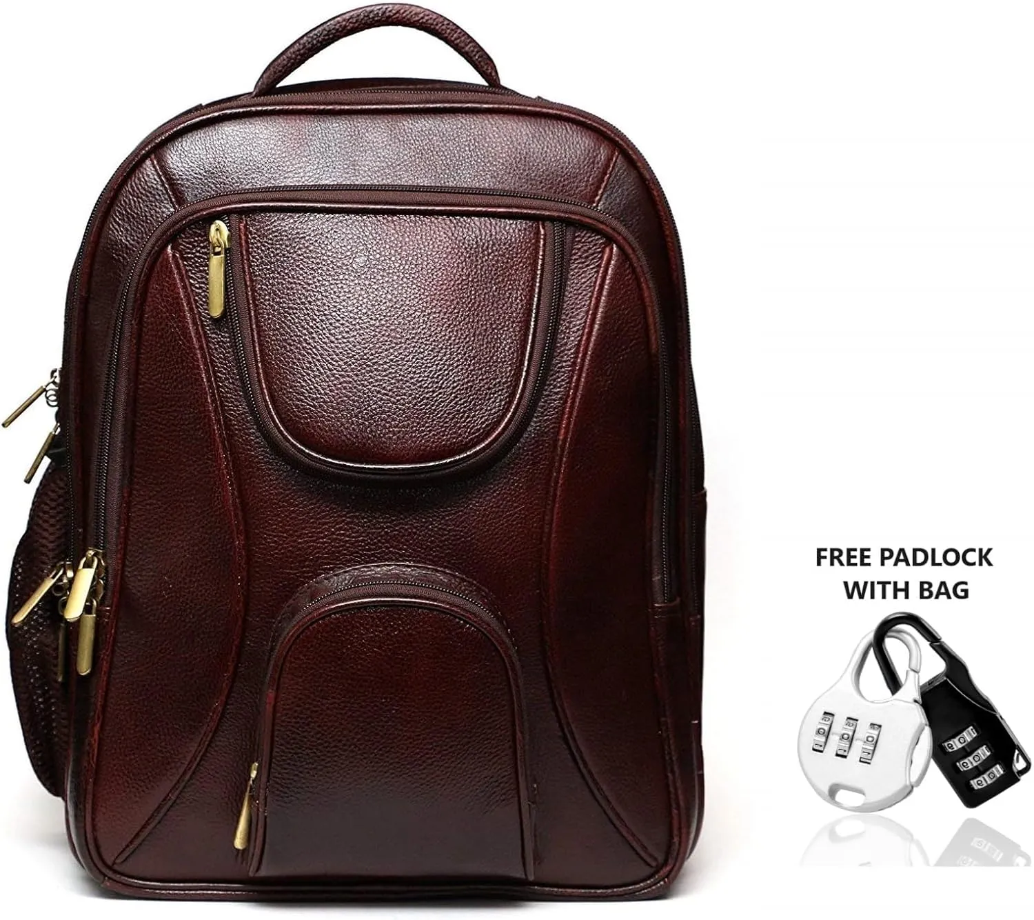 Full Grain Leather Backpack For Men & Women 16 Inch Laptop Backpack Bag Travel Office Backpack Heavy Duty (Brown)
