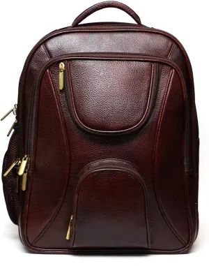 Full Grain Leather Backpack For Men & Women 16 Inch Laptop Backpack Bag Travel Office Backpack Heavy Duty (Brown)