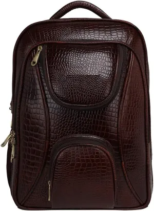 Full Grain Leather Backpack For Men & Women 16 Inch Laptop Backpack Bag Travel Office Backpack Heavy Duty (Croc Brown)