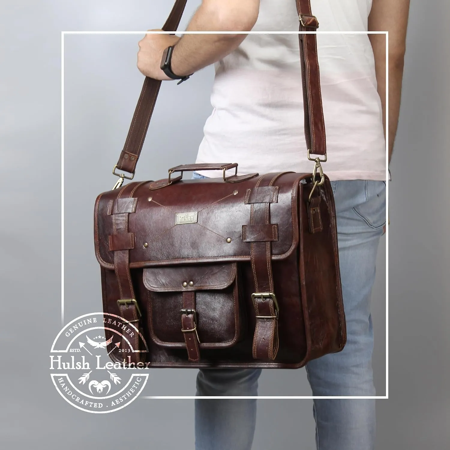 Full Grain Leather messenger bag for men Leather laptop bag for men, Genuine Leather satchel briefcase computer bag