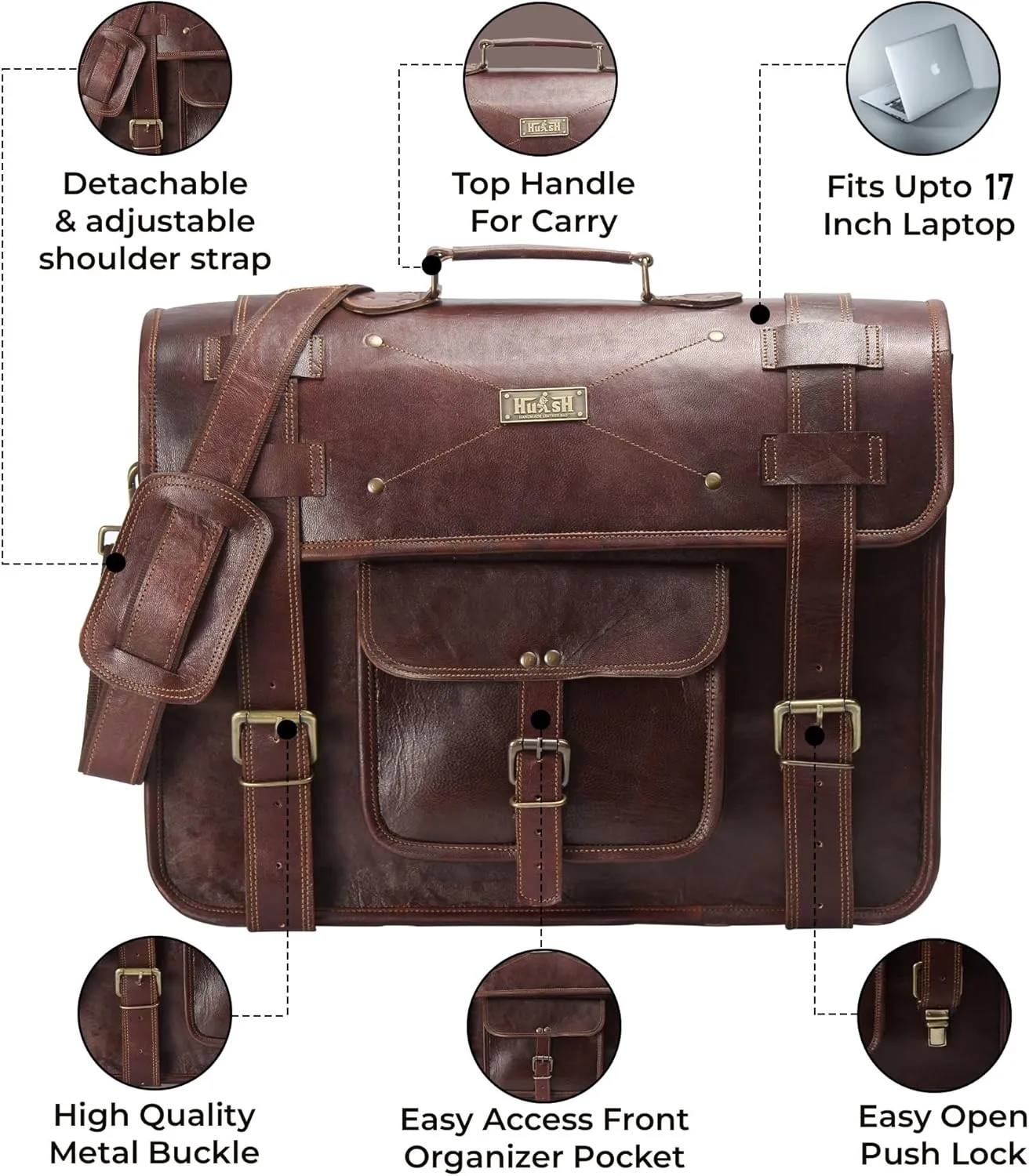 Full Grain Leather messenger bag for men Leather laptop bag for men, Genuine Leather satchel briefcase computer bag