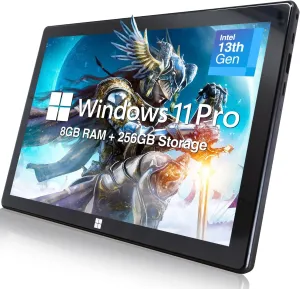 Fusion5 10.1" Windows 11 Professional Tablet PC - Intel 13th Gen - Full HD Windows Tablet Computer - 8GB RAM, 256GB SSD Storage, Quad-Core CPU, 10 Inch, USB 3.0, Micro HDMI, Expandable Storage