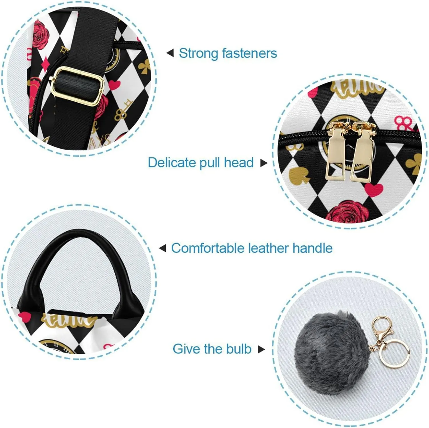 Fustylead Alice Chess Board Backpack Purse for Women Fashion Ladies Shoulder Bags Large Travel Bag