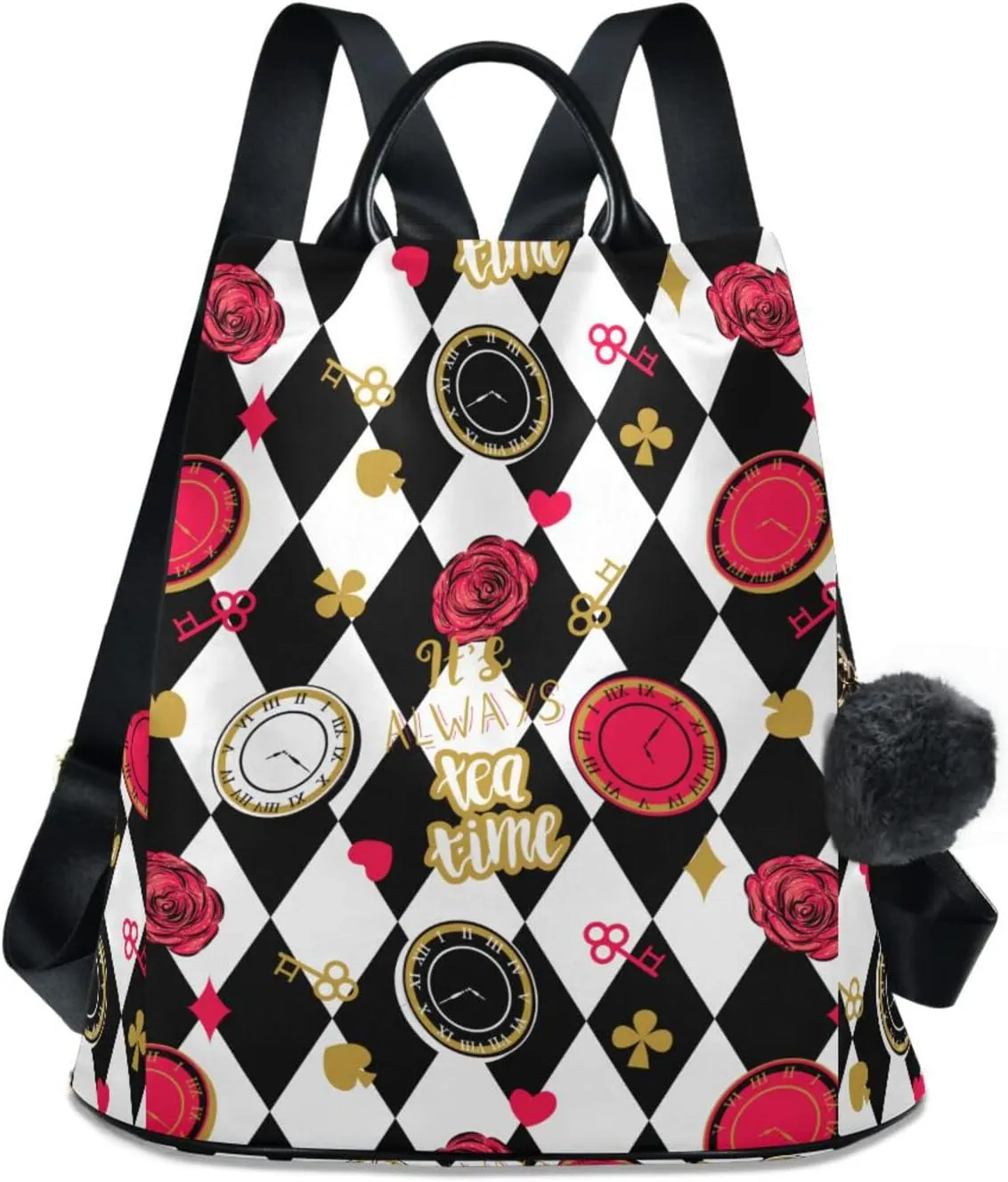 Fustylead Alice Chess Board Backpack Purse for Women Fashion Ladies Shoulder Bags Large Travel Bag